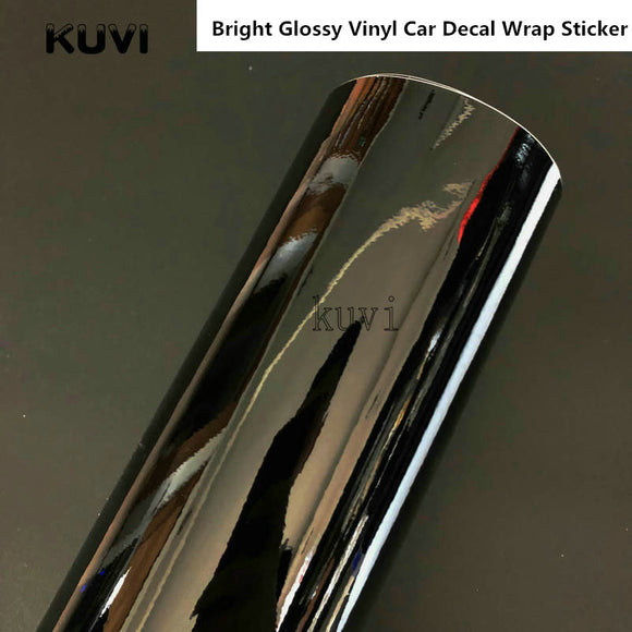 152CMX30CM Bright Glossy Black Vinyl Car Wrap Car Motorcycle Scooter DIY Styling Adhesive Film Sheet With Air Bubble Stickers